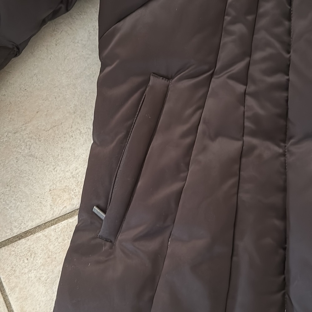 Calvin Klein Brown Long Puffer Down Hooded Coat - Size XS- Excellent Condition - Picture 3 of 16